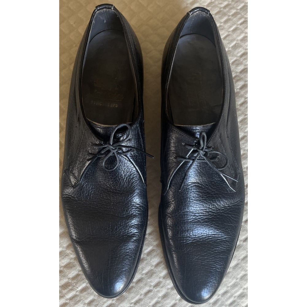 Nettleton‎ VTG Black Pebble Grain Leather Plain Toe Derby Oxford Shoes Mens 9